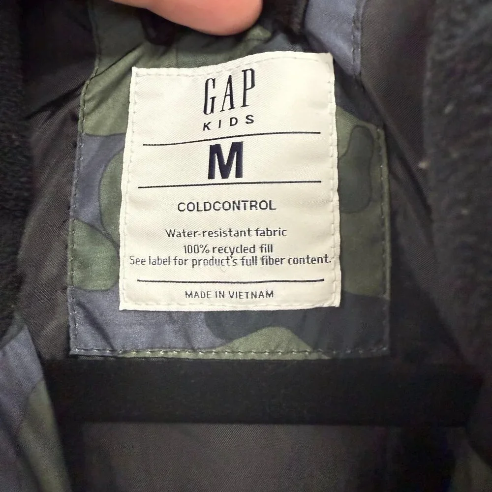 Gap Kids Boys Cold Control Green‎ Camo Puffer Vest Size M